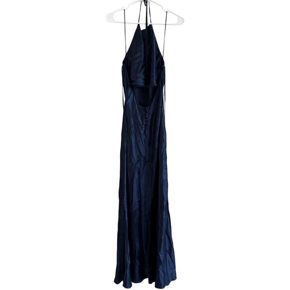 Reformation Jeany Silk Dress Navy - Picture 8 of 12